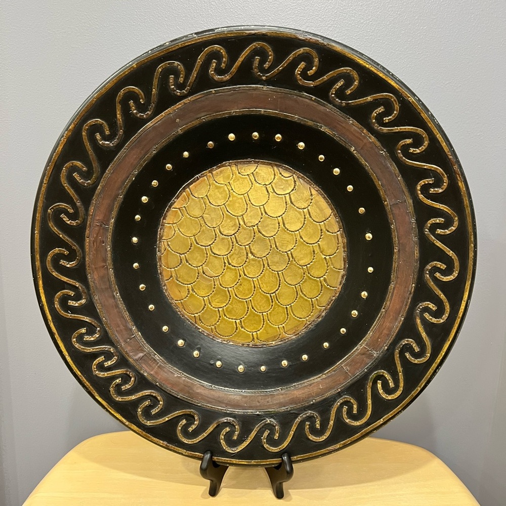 Decorative Black and Gold Plate for Wall Display or on an Easel